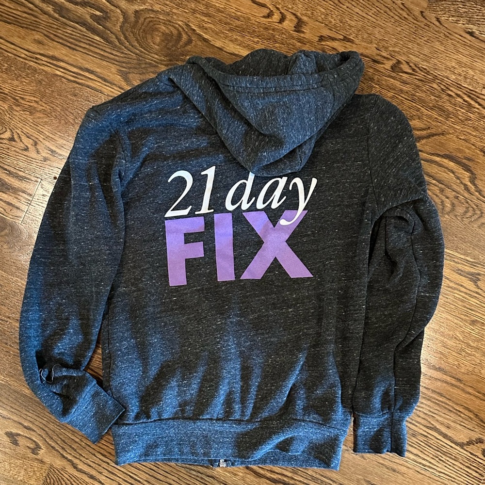 21 Day Fix Women's Black Pullover Hoodie with Purple Logo